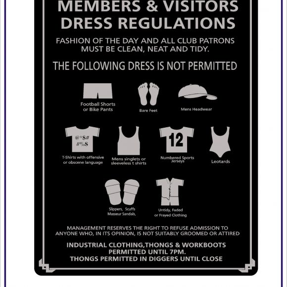Dress Regulation Signs Club Signage T C Visual Displays